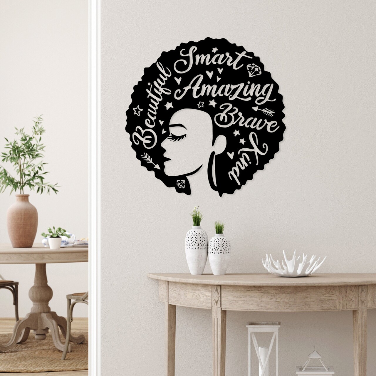 Decoratiune de perete, Woman 1, Dimensiune: 70 x 70 cm, Negru - imagine 6